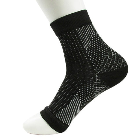 Open-Heel Compression Foot Sleeve – black, on white