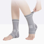 Knit Ankle Compression Sleeve – pulling on the sleeve