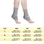 Knit Ankle Compression Sleeve – size chart
